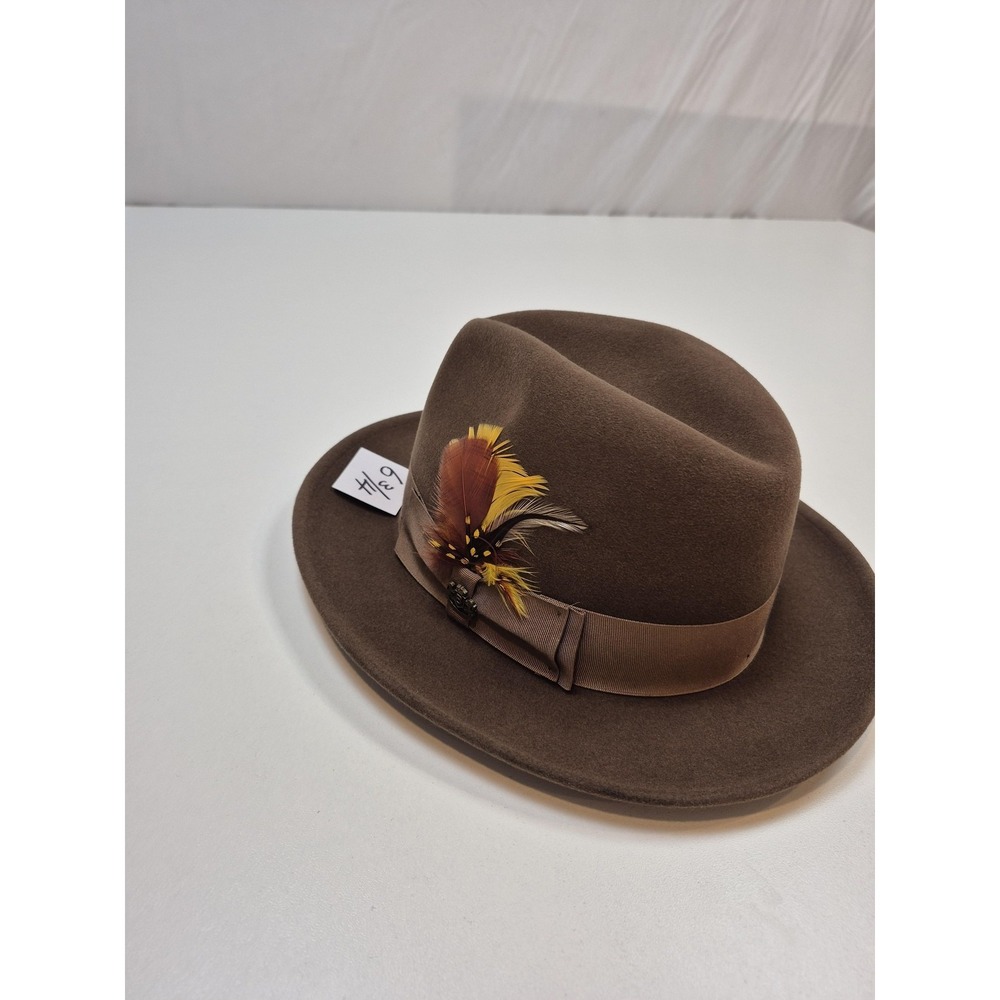 Biltmore Florence Hat Fedora Fitted Mens 6 3/4 Brown Felt Leather Lined Canada